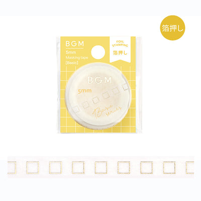 BGM Basic Series Gold Foil Skinny Washi Tape - Check BM-LSG157