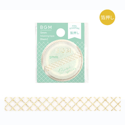 BGM Basic Series Gold Foil Skinny Washi Tape - Waffle BM-LSG158