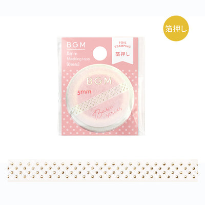 BGM Basic Series Gold Foil Skinny Washi Tape - Dot BM-LSG159