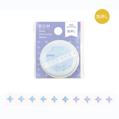 BGM Basic Series Holographic Foil Skinny Washi Tape - Star BM-LSG160