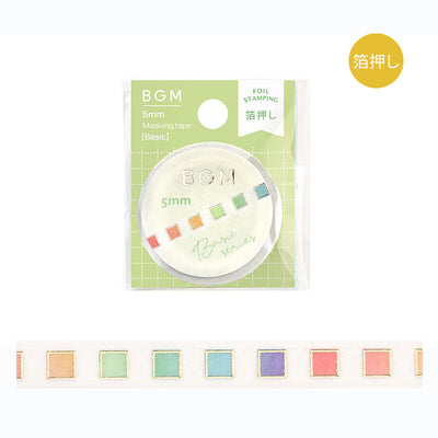 BGM Basic Series Gold Foil Skinny Washi Tape - Color Check BM-LSG161