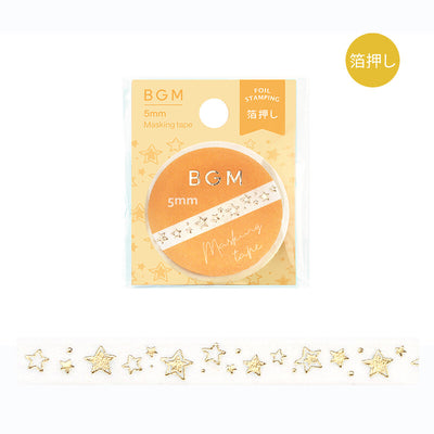 BGM Basic Series Gold Foil Skinny Washi Tape - Star Pattern BM-LSG164