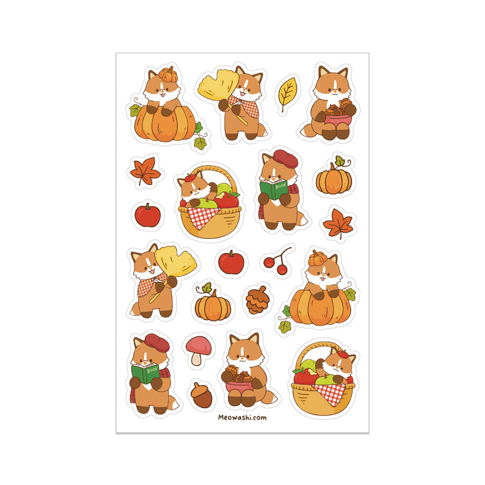Meowashi Studio - Autumn Fox Clear Sticker Sheet