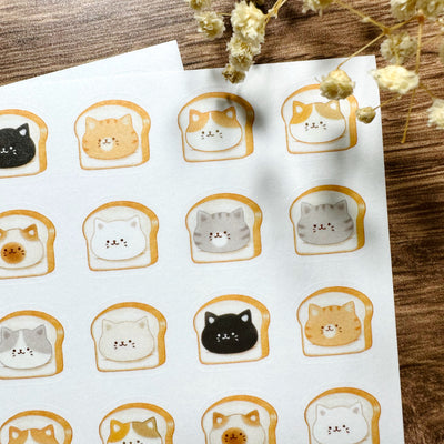 Meowashi Studio - White Toast Cat Washi Sticker Sheet