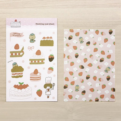 Papier Platz x Mizutama CAKE SHOP Sticker Sheet - Strawberry Dessert 35-680
