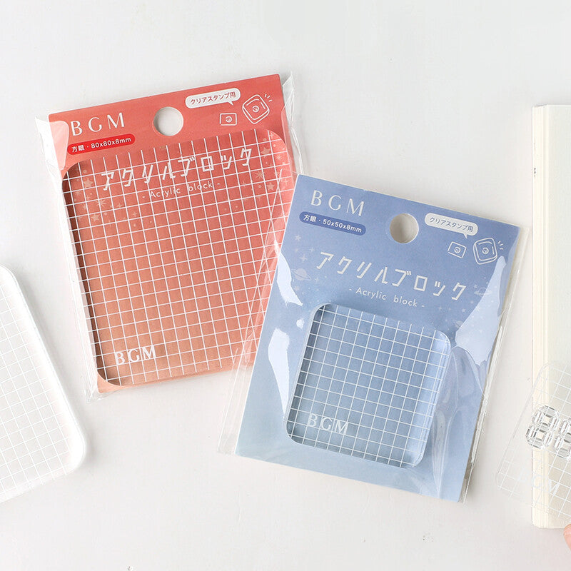 6 Pieces Acrylic Stamp Block Clear Stamping Tools Set with Grid