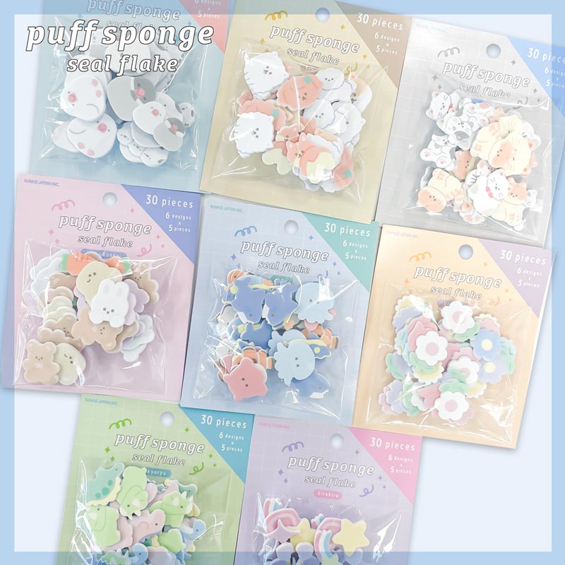 Kamio Puff Sponge Sticker Flakes - Kuma & Usagi