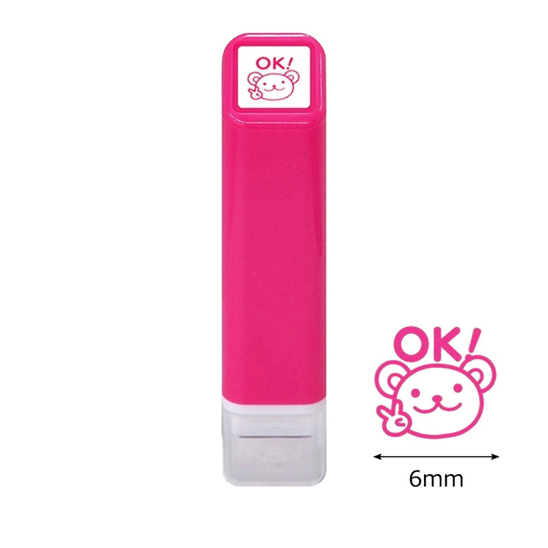 KODOMO NO KAO Mini Self-inking Stamp - Bear OK (Pink)