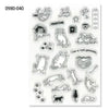 Sheet of clear stamps with various cat-themed designs on a white background.