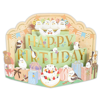 NB 3D Gold Foil Pop-UP Birthday Card and Envelope Set - Shimaenaga 1056301