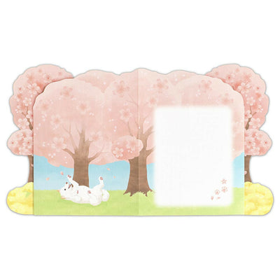 NB 3D Gold Foil Pop-UP All Occasion Greeting Card and Envelope Set - Shiba Dog and Sakura 1166312