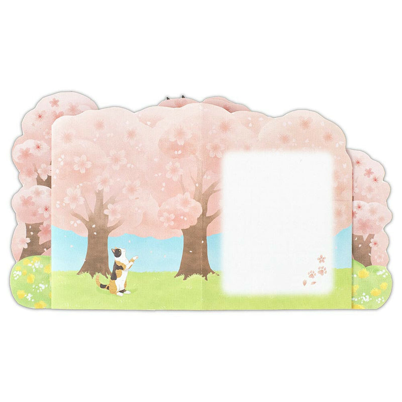 NB 3D Gold Foil Pop-UP All Occasion Greeting Card and Envelope Set - Cat and Sakura 1166313