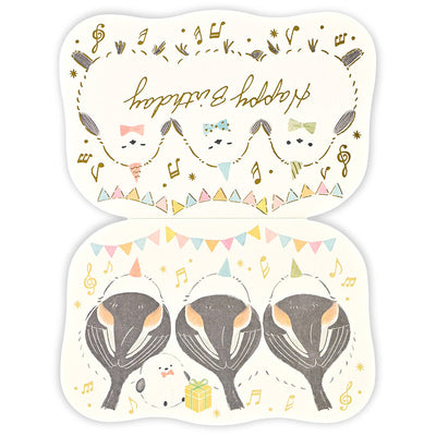 NB Gold Foil Birthday Card - Fluffy Shimaenaga