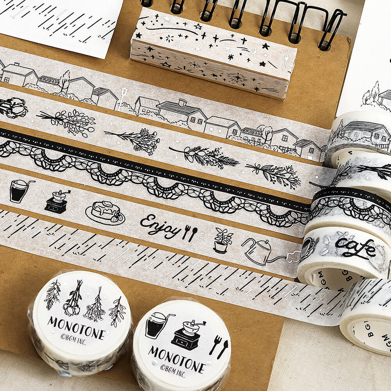 BGM Monotone Silver Foil Washi Tape - Lace