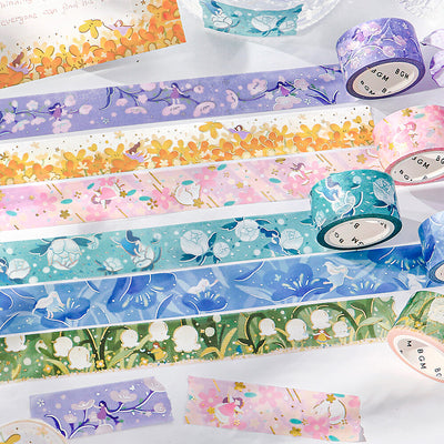 BGM Flower Story Holographic Foil Washi Tape - Blue Dream