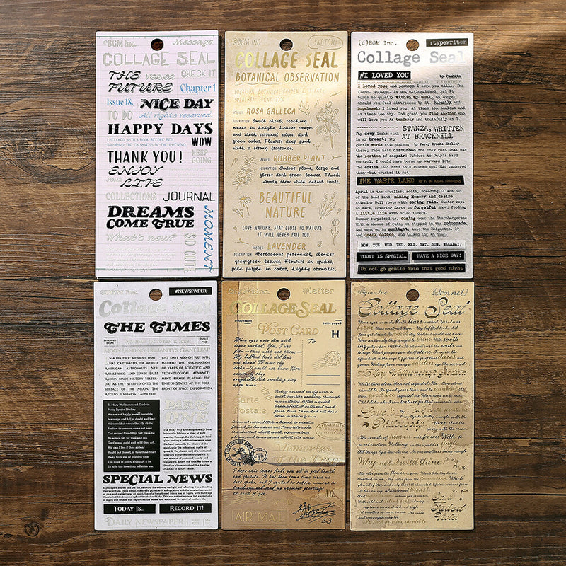 BGM Collage Seal Gold Foil Sticker - Typewriter