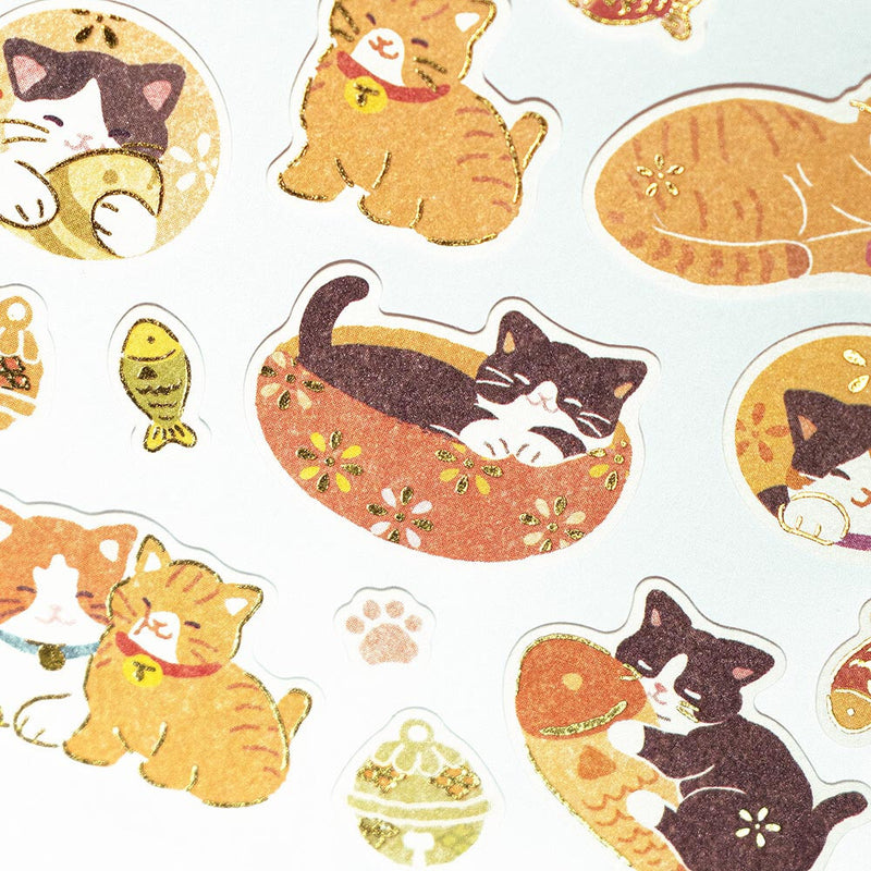 NB Wanowa Gold Foil Sticker - Japanese Cat 1354125