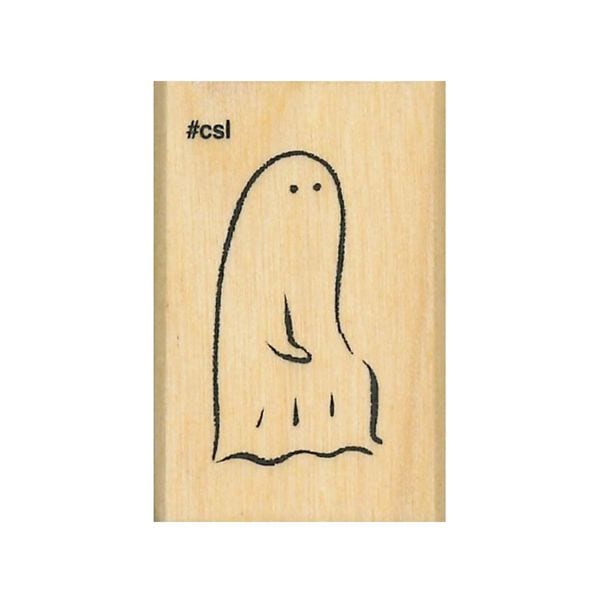 Wooden stamp with a ghost design and &