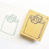 KODOMO NO KAO "I Love Stamp" Rubber Stamp - Cat in Paper Bag 1536-011