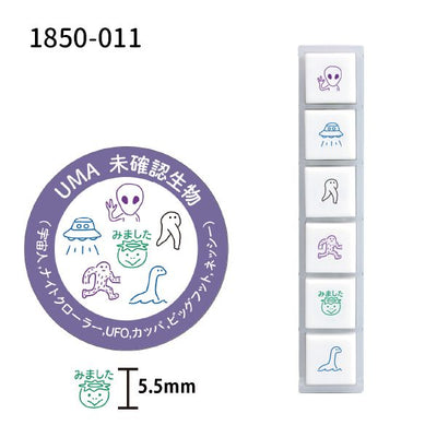 KODOMO NO KAO Pochitto6 Push-Button Self-inking Stamp - UMA Unidentified Organism 1850-011