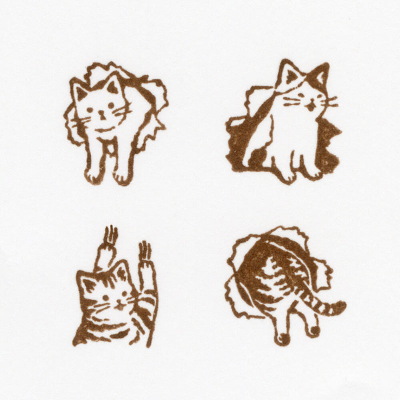 Set of four brown cat illustrations on a white background