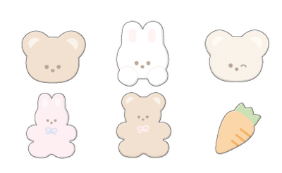 Kamio Puff Sponge Sticker Flakes - Kuma & Usagi 221512