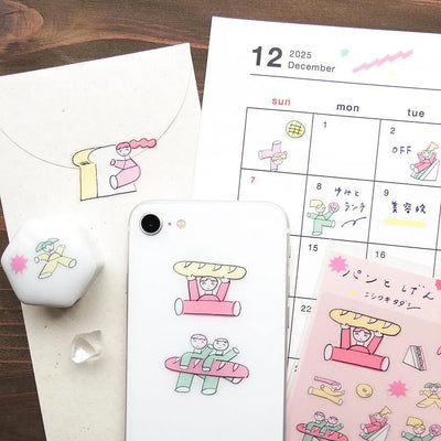 Phone case with cartoon designs on a calendar and mug
