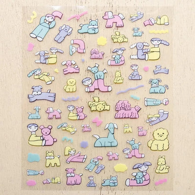 Cozyca Products x Tadashi Nishiwaki Clear Sticker - Relaxing with My Dog 22-978