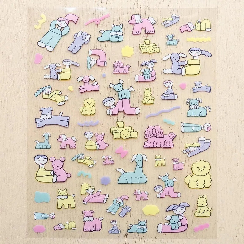 Cozyca Products x Tadashi Nishiwaki Clear Sticker - Relaxing with My Dog 22-978