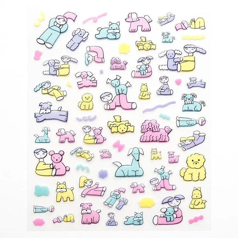 Cozyca Products x Tadashi Nishiwaki Clear Sticker - Relaxing with My Dog 22-978