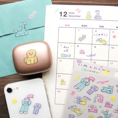 Cozyca Products x Tadashi Nishiwaki Clear Sticker - Relaxing with My Dog 22-978