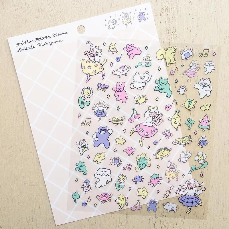 Cozyca Products x Heisuke Kitazawa Clear Sticker - Odoru Odoru Minna 22-981