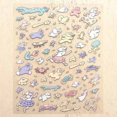 Cozyca Products x Heisuke Kitazawa Clear Sticker - Hashiru Hashiru Minna 22-982