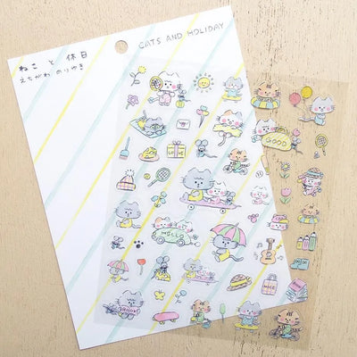 Cozyca Products x Noriyuki Echigawa Clear Sticker - Cats and Holiday 22-985