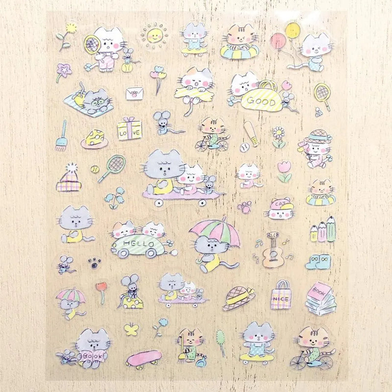 Cozyca Products x Noriyuki Echigawa Clear Sticker - Cats and Holiday 22-985