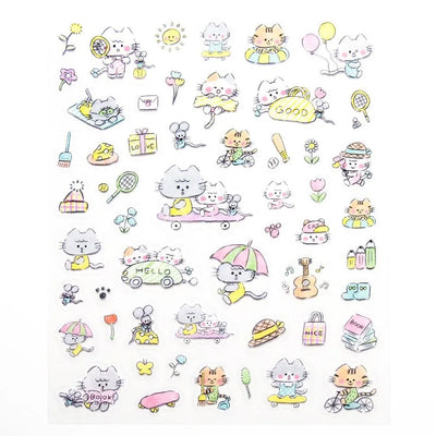 Cozyca Products x Noriyuki Echigawa Clear Sticker - Cats and Holiday 22-985