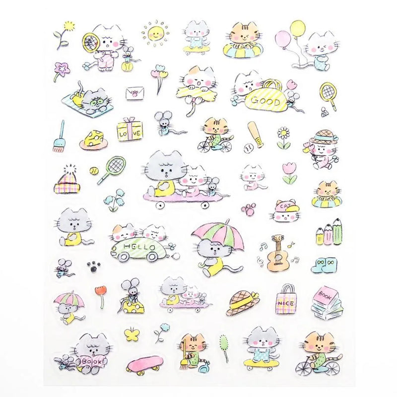 Cozyca Products x Noriyuki Echigawa Clear Sticker - Cats and Holiday 22-985