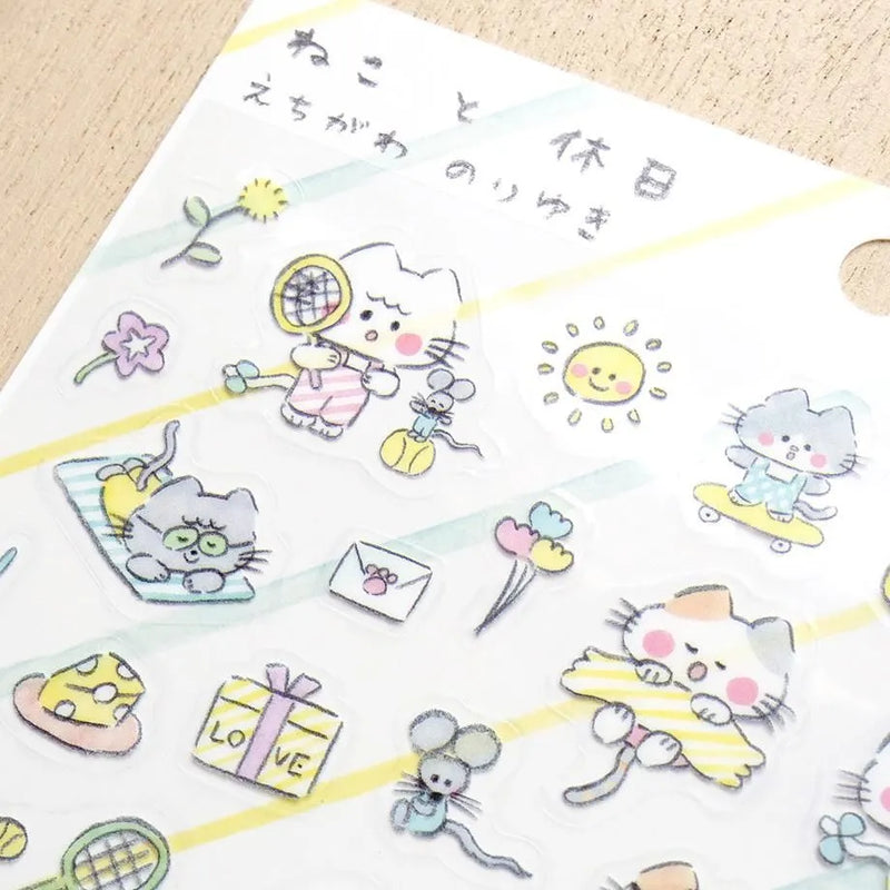 Cozyca Products x Noriyuki Echigawa Clear Sticker - Cats and Holiday 22-985
