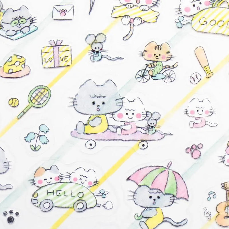 Cozyca Products x Noriyuki Echigawa Clear Sticker - Cats and Holiday 22-985