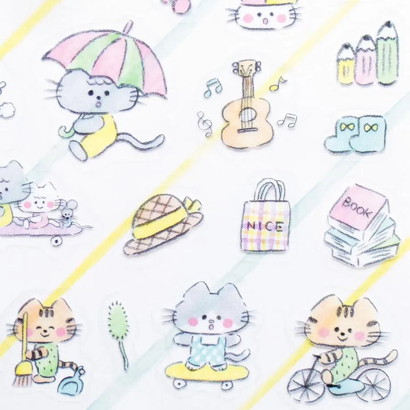 Cozyca Products x Noriyuki Echigawa Clear Sticker - Cats and Holiday 22-985