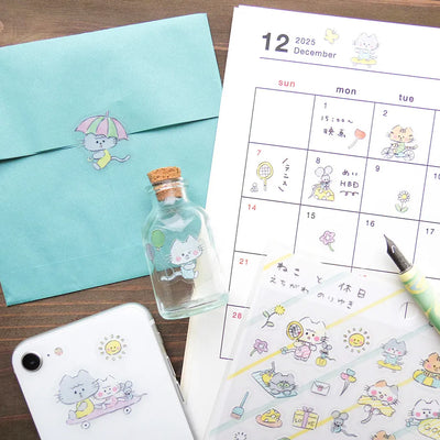 Cozyca Products x Noriyuki Echigawa Clear Sticker - Cats and Holiday 22-985