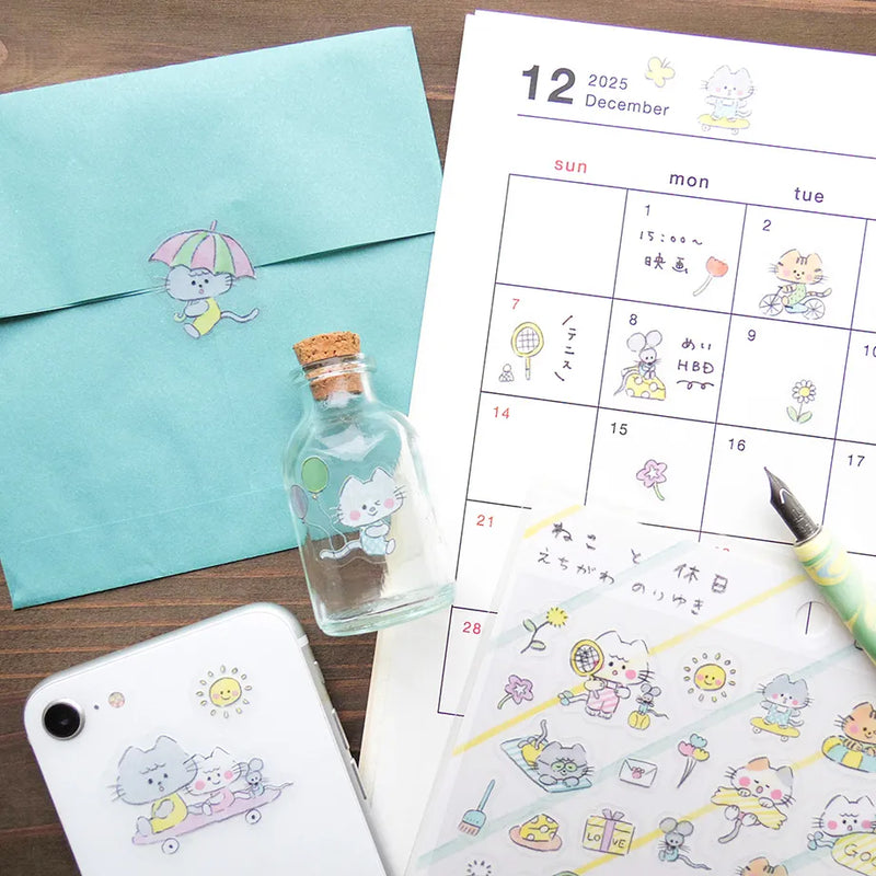 Cozyca Products x Noriyuki Echigawa Clear Sticker - Cats and Holiday 22-985