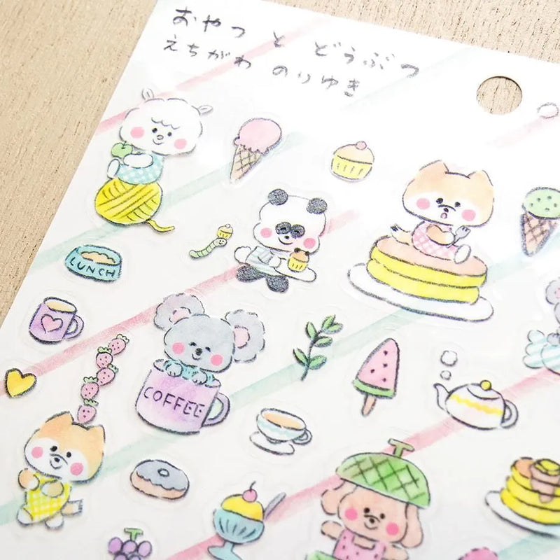 Cozyca Products x Noriyuki Echigawa Clear Sticker - Oyatsu and Animals 22-986