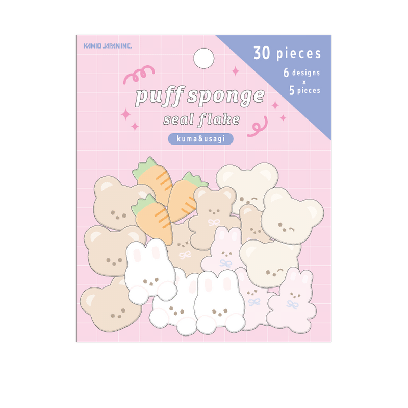 Kamio Puff Sponge Sticker Flakes - Kuma & Usagi 221512