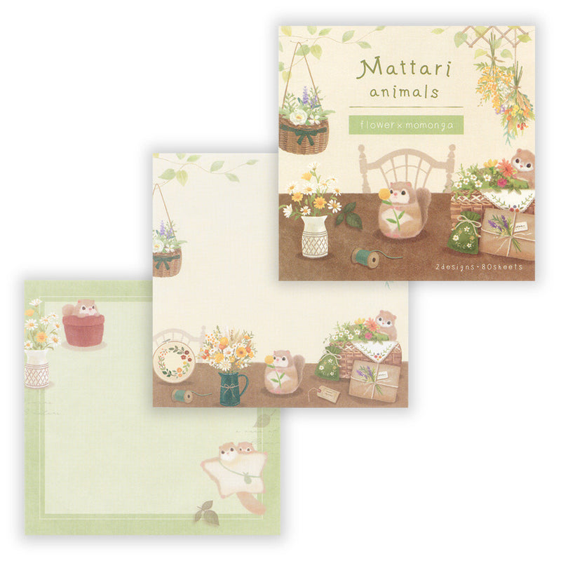 NB Mattari Animals Memo Pad - Flower x Momonga 2312203