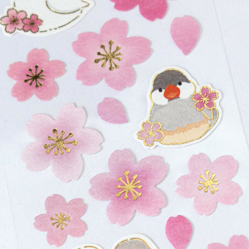 NB Japanese Style Gold Foil Sticker - Shimaenaga and Sakura 2494149