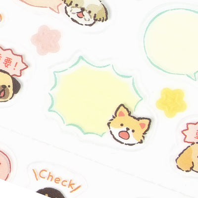 Set of cute animal-themed stickers with speech bubbles and expressions on a white background