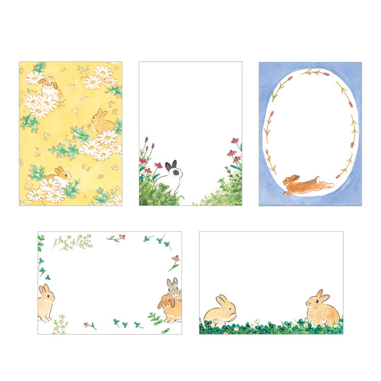 Papier Platz x Shinako Moriyama Otegaru Memo Pad - Herbs, Flowers and Rabbits 37-524