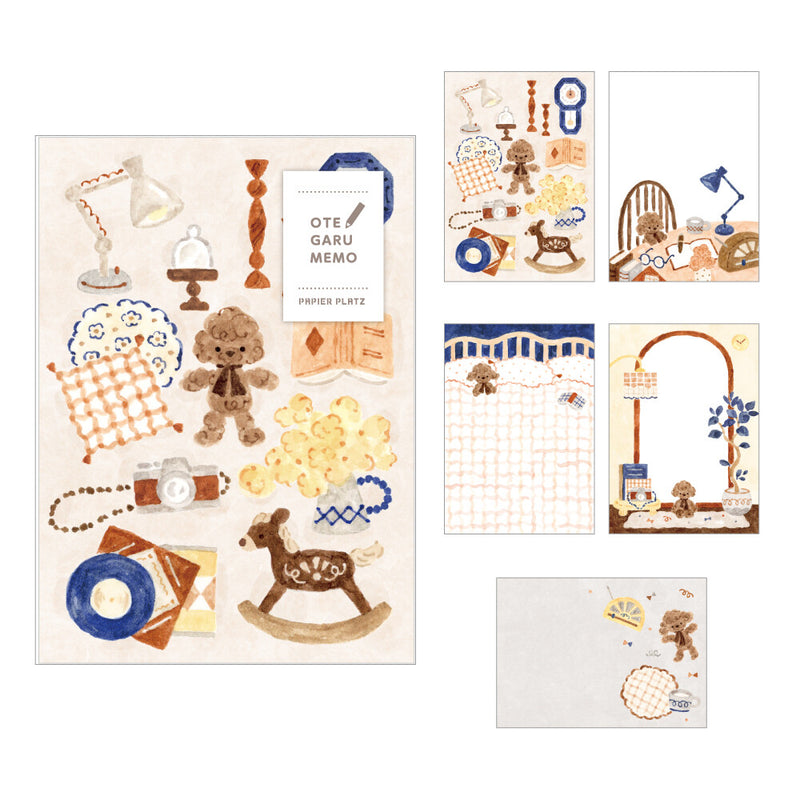 Papier Platz x Nakauchi Waka Otegaru Memo Pad - Dog and Interior 37-532