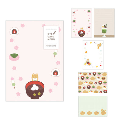 Papier Platz Graphics Otegaru Memo Pad - Shiba Dog and Japanese Sweets 37-534